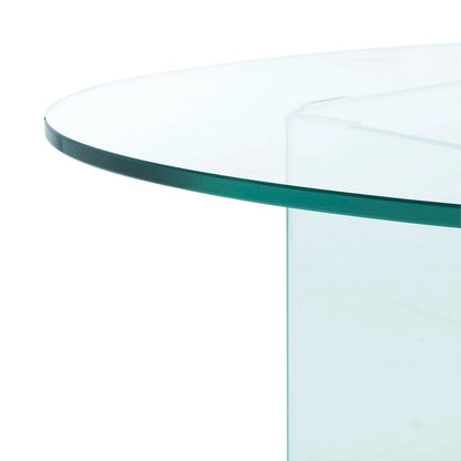 Table basse ovale en verre trempé avec piédestal ouvert – 119 cm (L) x 71 cm (P) x 41 cm (H)