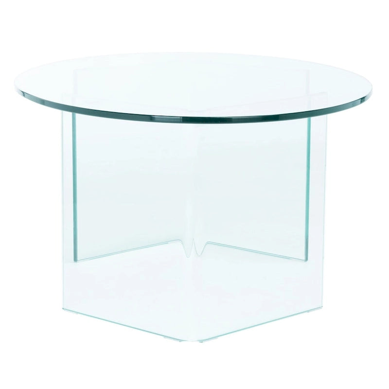 Table basse ovale en verre trempé avec piédestal ouvert – 119 cm (L) x 71 cm (P) x 41 cm (H)