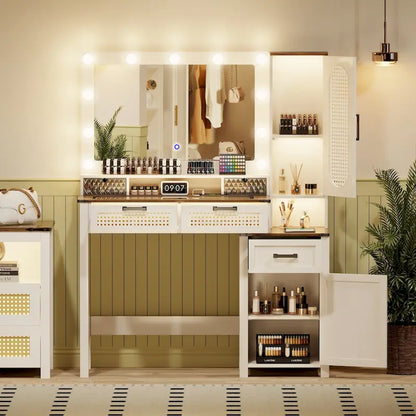Coiffeuse avec éclairage LED et station de recharge