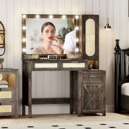 Coiffeuse avec éclairage LED et station de recharge
