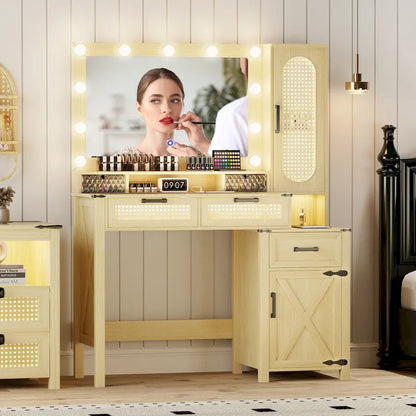 Coiffeuse avec éclairage LED et station de recharge