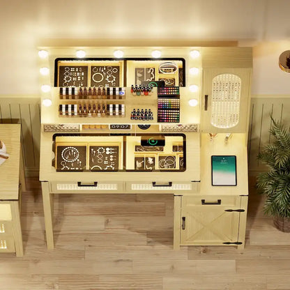 Coiffeuse avec éclairage LED et station de recharge