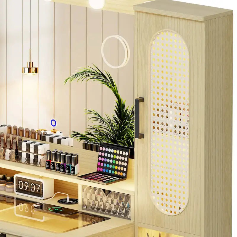 Coiffeuse avec éclairage LED et station de recharge