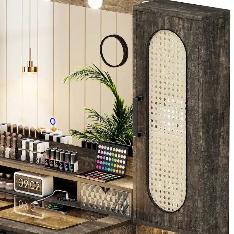 Coiffeuse avec éclairage LED et station de recharge