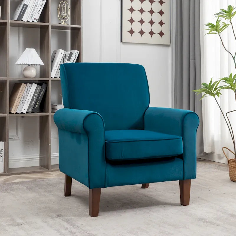 Fauteuil de salon traditionnel à bras roulés