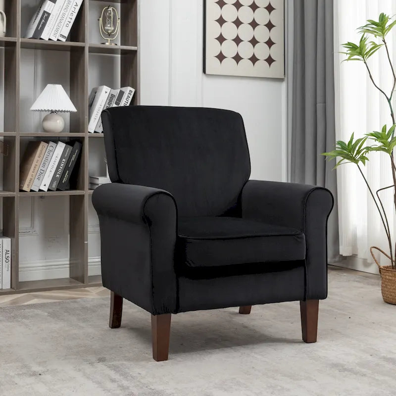 Fauteuil de salon traditionnel à bras roulés