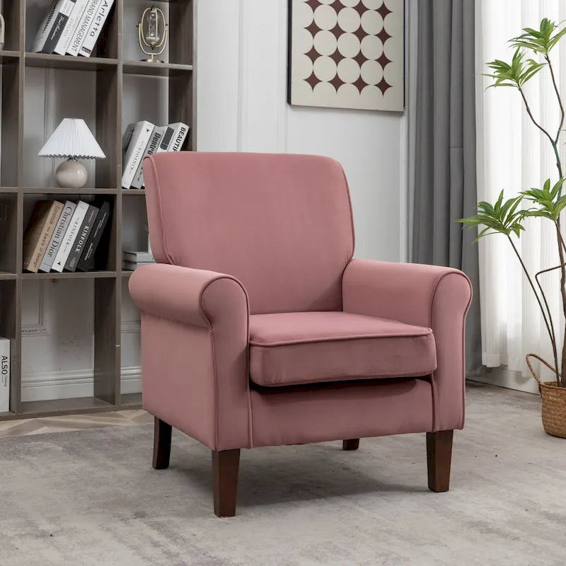 Fauteuil de salon traditionnel à bras roulés