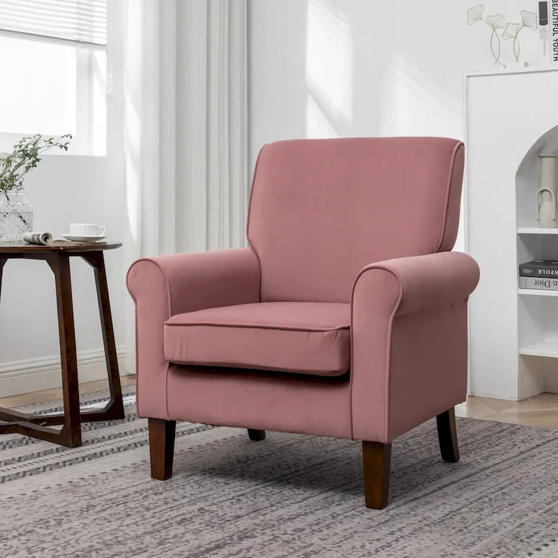 Fauteuil de salon traditionnel à bras roulés