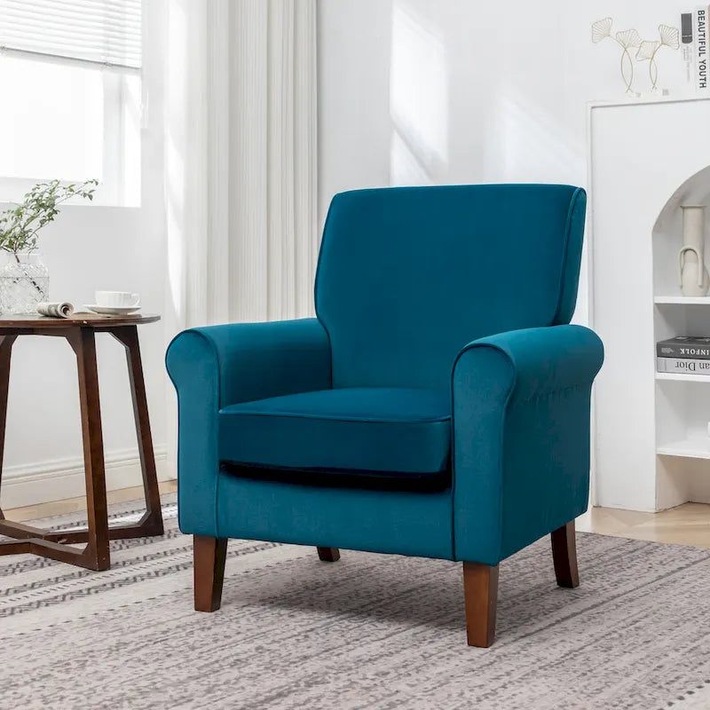 Fauteuil de salon traditionnel à bras roulés