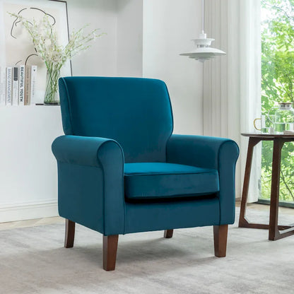Fauteuil de salon traditionnel à bras roulés