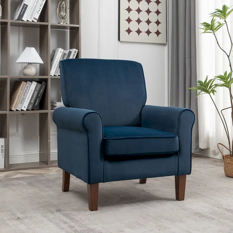 Fauteuil de salon traditionnel à bras roulés