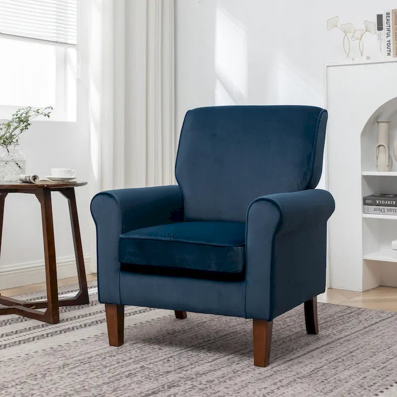 Fauteuil de salon traditionnel à bras roulés