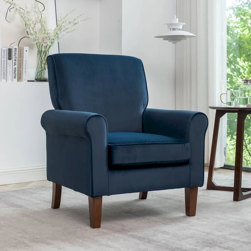 Fauteuil de salon traditionnel à bras roulés