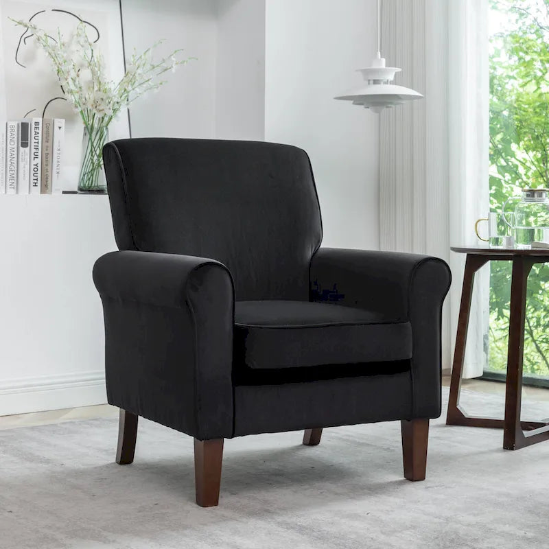 Fauteuil de salon traditionnel à bras roulés