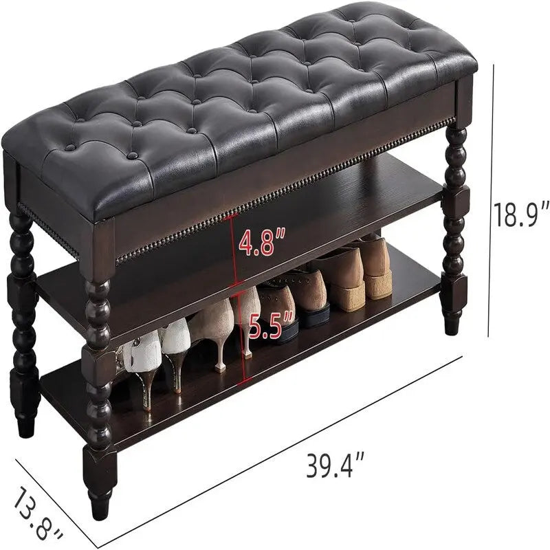 Banc de rangement à chaussures - 39,4P x 13,8L x 18,9H