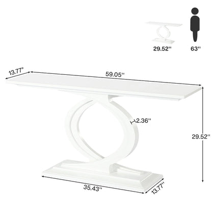 Table console de 59 pouces pour entrée, tables de canapé de ferme blanches pour salon