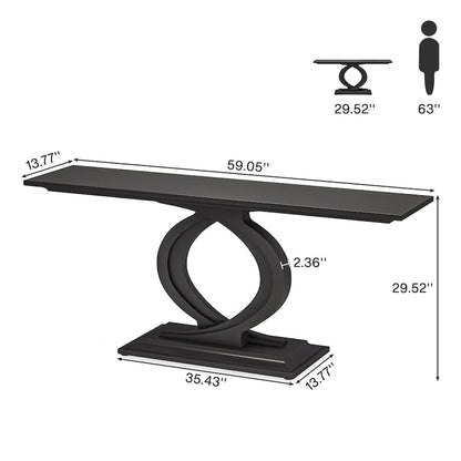 Table console de 59 pouces pour entrée, tables de canapé de ferme blanches pour salon