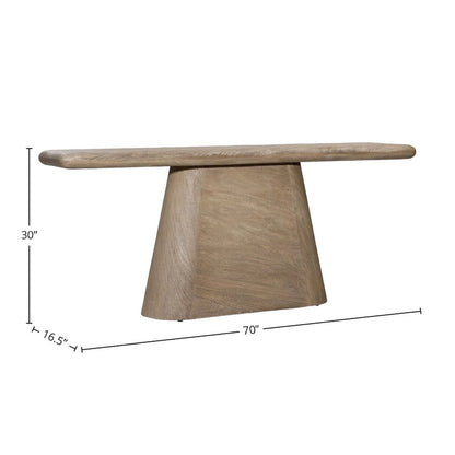 Console en bois d'acacia de 70 po de large – Fini naturel, grain unique, garantie d'un an